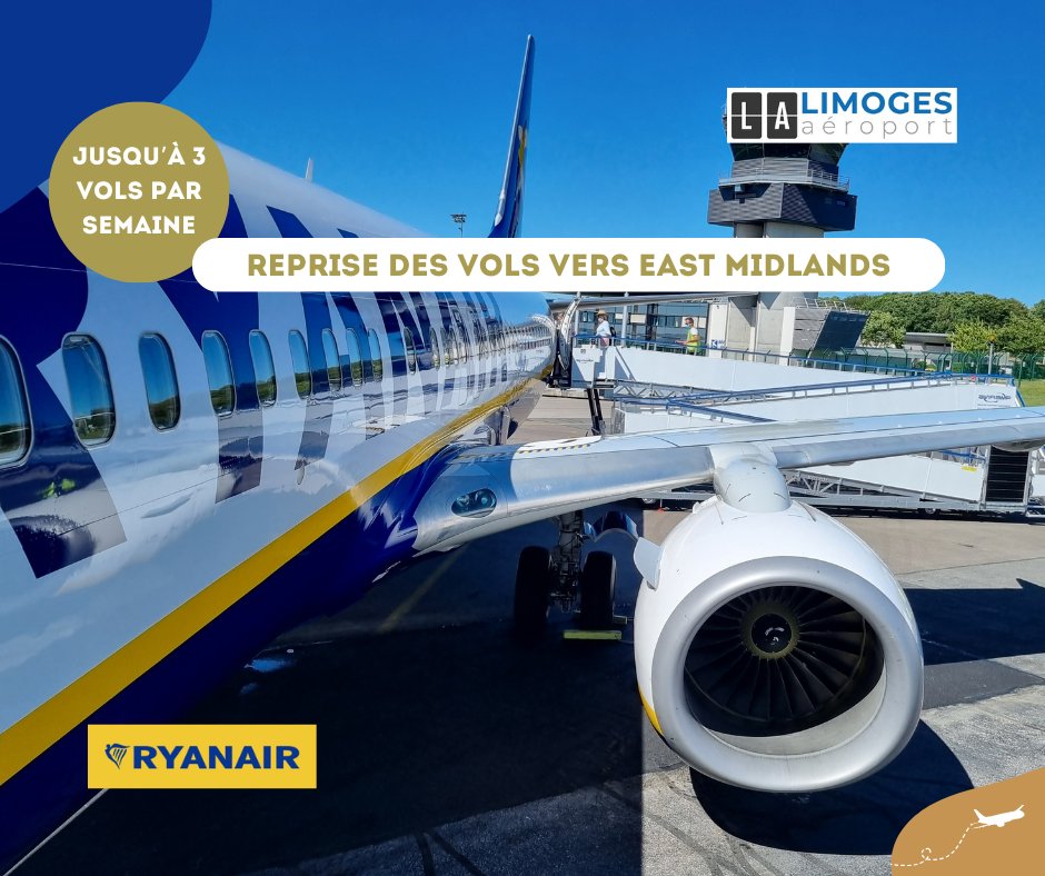 Reprise de la ligne vers Nottingham East Midlands ✈️
Profitez de 3 vols par semaine, les mercredis, vendredis et dimanches !
Réservez : ryanair.com/fr/fr
<a href="/Ryanair/">Ryanair</a> @EastMidlandsAirport #Ryanair #nottingham #eastmidlandsairport #limogesaeroport #limogesfrance #limogestourime