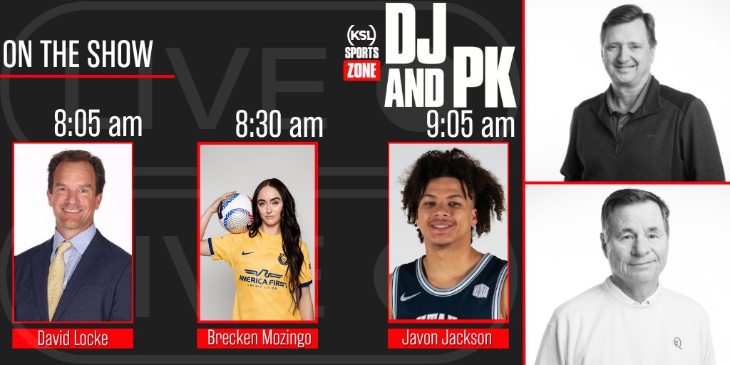 JacobCHatch's tweet image. Friday with DJ &amp;amp; PK on The @KSLSportsZone &amp;amp; streaming on the @kslsports app

@DLocke09 makes his weekly visit while @breckenmozingo previews the @UtahRoyalsFC season-opener &amp;amp; @_JavonJackson reacts to #USUhoops win in the #MWC Tournament

#TakeNote #Jazz50 #BYUhoops #BYU #GoUtes