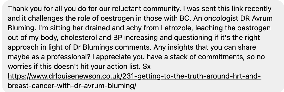Liz_ORiordan's tweet photo. This is what is happening on Instagram.
Hundreds of women are querying their #breastcancer treatment - from international approved guidelines - based on advice from Dr Newson based on book written by one man using outdated trials over 30-40 years old

@ABSGBI @BreastDocUK @YMasannat @askanushka @BreastCancerNow @CoppaFeelPeople @trekstock @MaggiesCentres @ShineCancerSupp @breastcancer @Breastcancerorg @loosewomen @lorraine @RICKLIN4TH @BreastSurgeon @DiepFlapBreast @owise @LobularBCUK