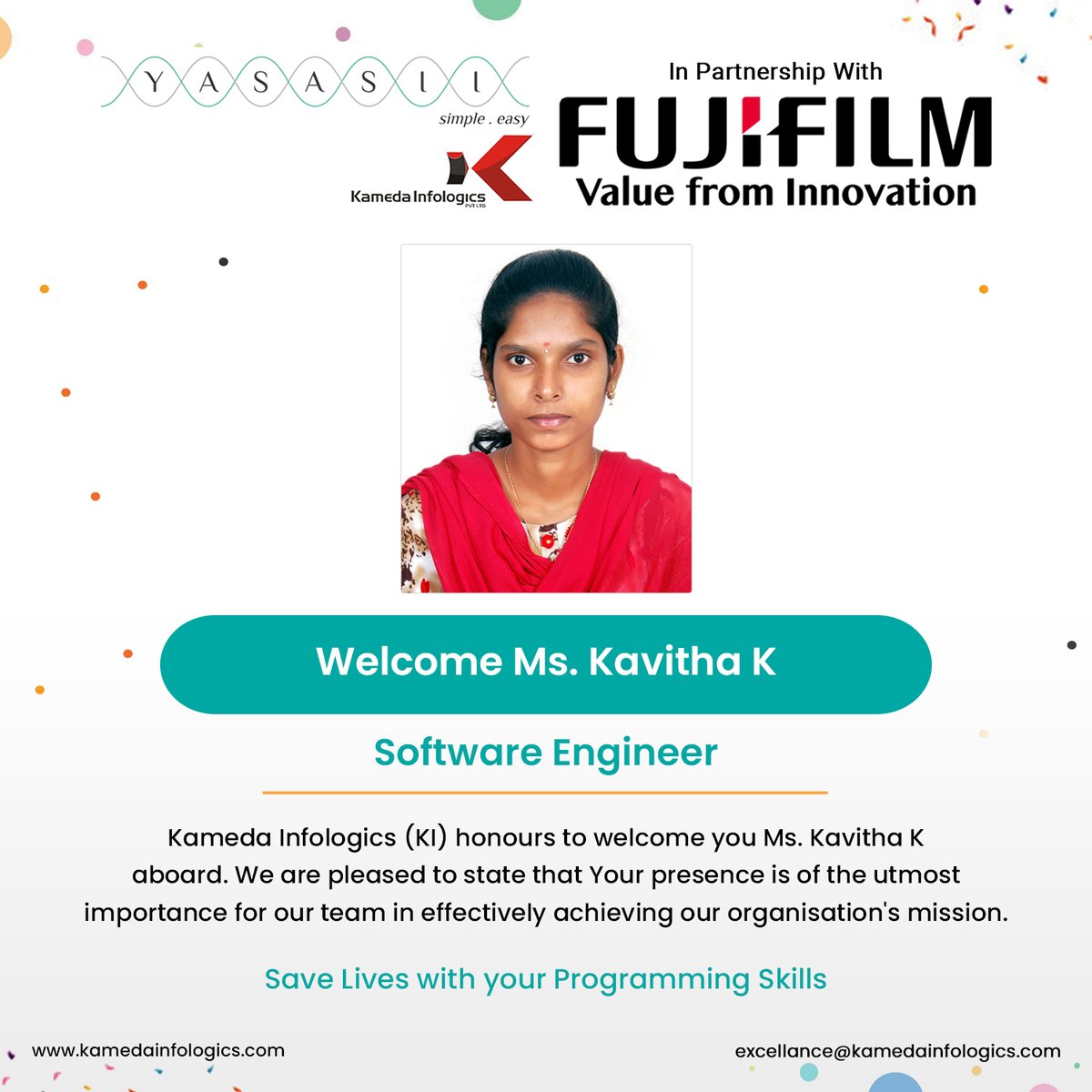 Welcome to the Kameda Family! 🌟 We are thrilled to introduce our newest team members who have joined us on this exciting journey. 👋 Join us in extending a warm welcome to Ms. Kavitha K!🎉#newhire #welcomeaboard #teamworkmakesthedreamwork