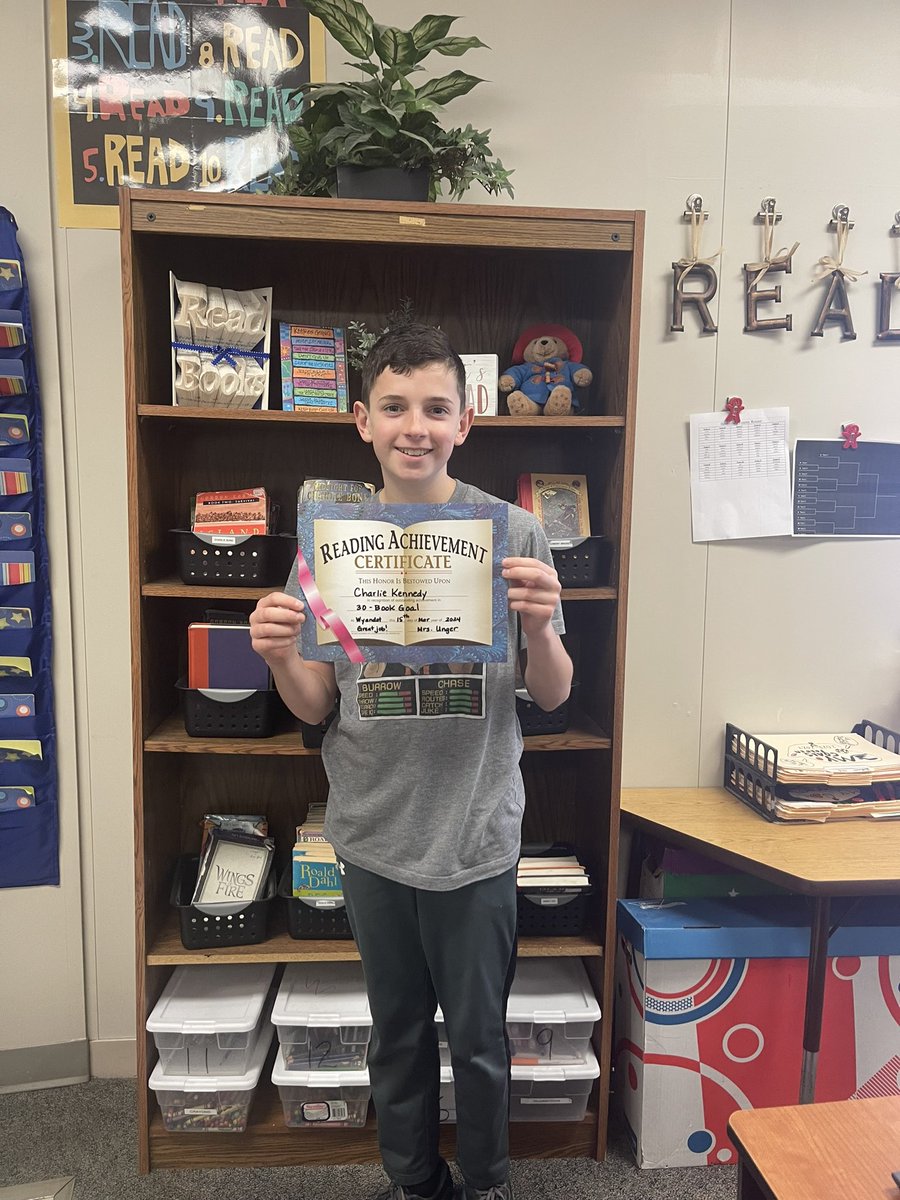 Great job, Charlie, for meeting your 30-Book goal! Keep up the good work! 📚@wesDCSD