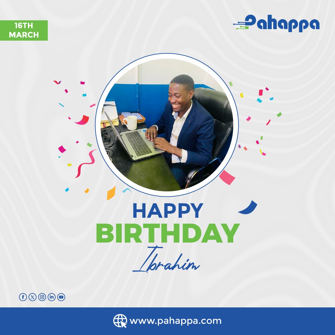 Happy Birthday Ibrahim! 🎂 Your dedication and outstanding service has made a real difference in our company's success. Here's to another year of building strong connections and exceeding expectations! 🥳 #ourteam #TeamAppreciation #pahappa