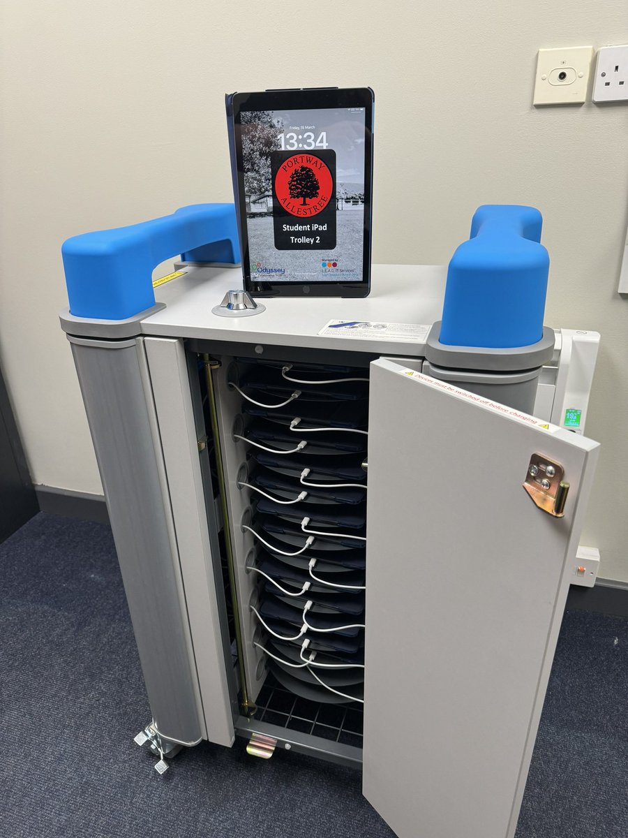 Loved setting up @Portway_Juniors new iPad trolley this afternoon. Custom wallpaper so they always head back to the right trolley. Mobile device management & secure filtering. I can’t wait for the pupils to start using them next week! @leadictservices @OdysseyCTDerby @LapCabby