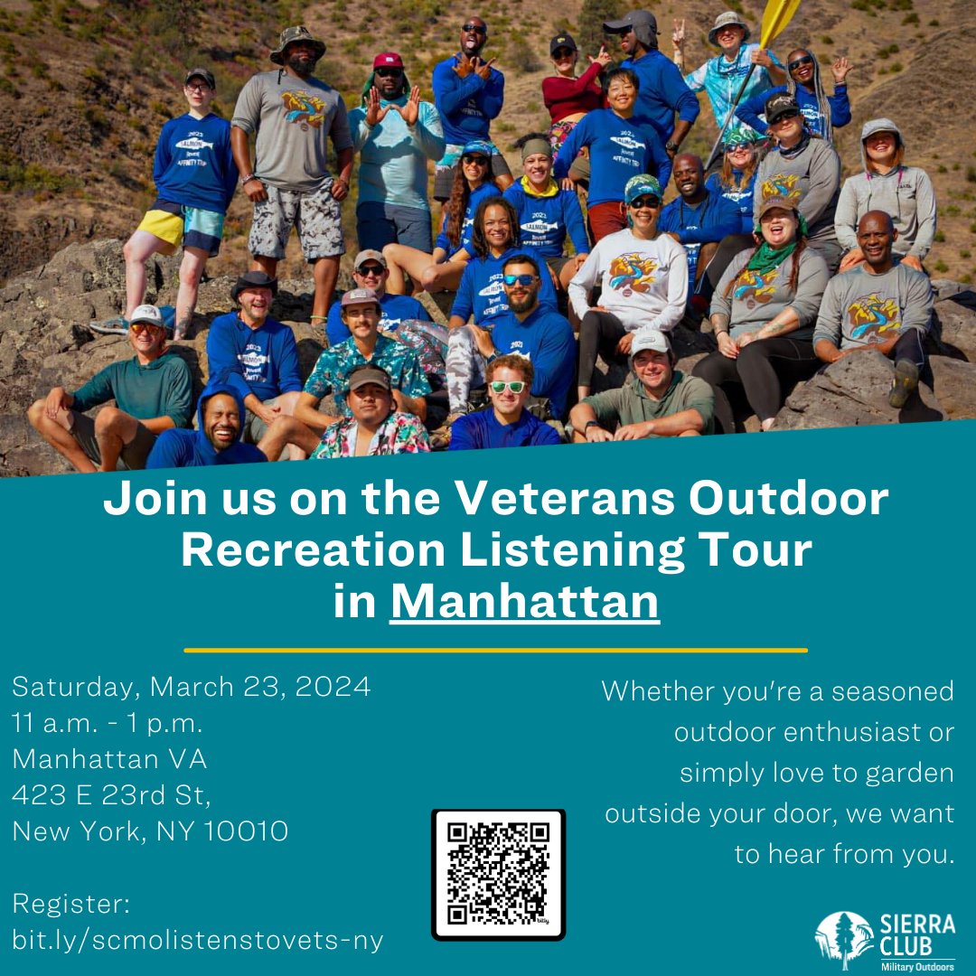 we_nyc's tweet photo. @nycveterans Have A Say About Access to the Outdoors. Join us Saturday 3/23. Register: https://t.co/1CH5cXHoL8 hosted by @SierraClub &amp; NY Outdoor Rx Coalition. https://t.co/fRAxXOzmlv