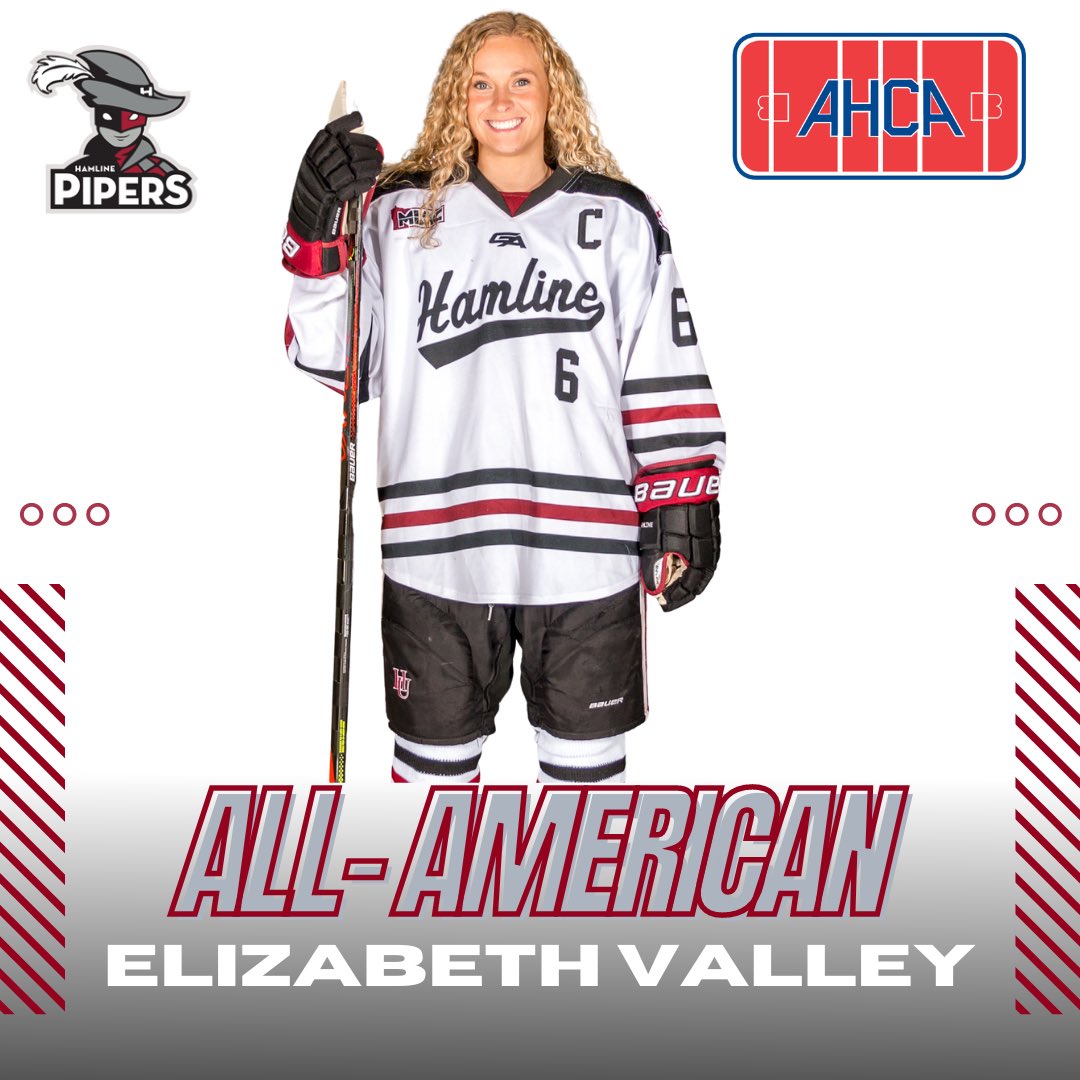 HamlineWHockey's tweet image. Congratulations to Biz Valley on being named AHCA ALL-AMERICAN!! 🇺🇸

Biz is now our 7th All-American in Hamline Women’s Hockey history!!

Congrats Biz! We are so proud of you!⭐️

#FCDC