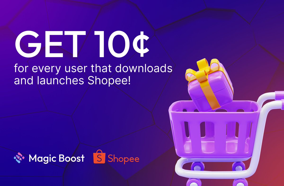 🚨 New Offer is Live on Magic Boost - #Shopee VN 🚨 🤑 Get 10¢ for every user that downloads and registers on Shopee! 💸 Commission Amount: 10¢ 🌎 Available: Vietnam 📱 Device: Android only ⛔ Restriction: Only for newly registered users 👉 Sign Up: magic.store/magic-boost