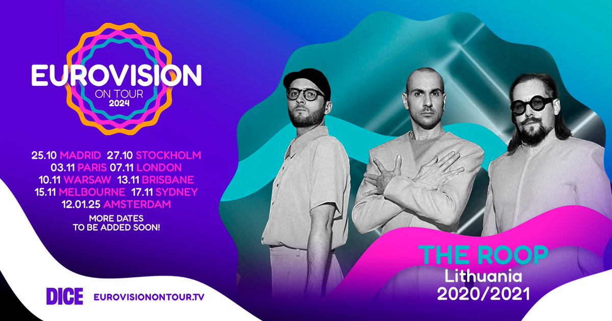 🕺🪩 We are going to dance with <a href="/TheRoopBand/">THE ROOP</a> (Lithuania 2020, 2021). Aren't we?😏

Remember that you have 3 types of tickets: 
❤️ Meet &amp; Greet.
🎊 Early Entry.
🍾 General Entrance.

Tickets can be purchased here: eurovisionontour.tv/ticket📲