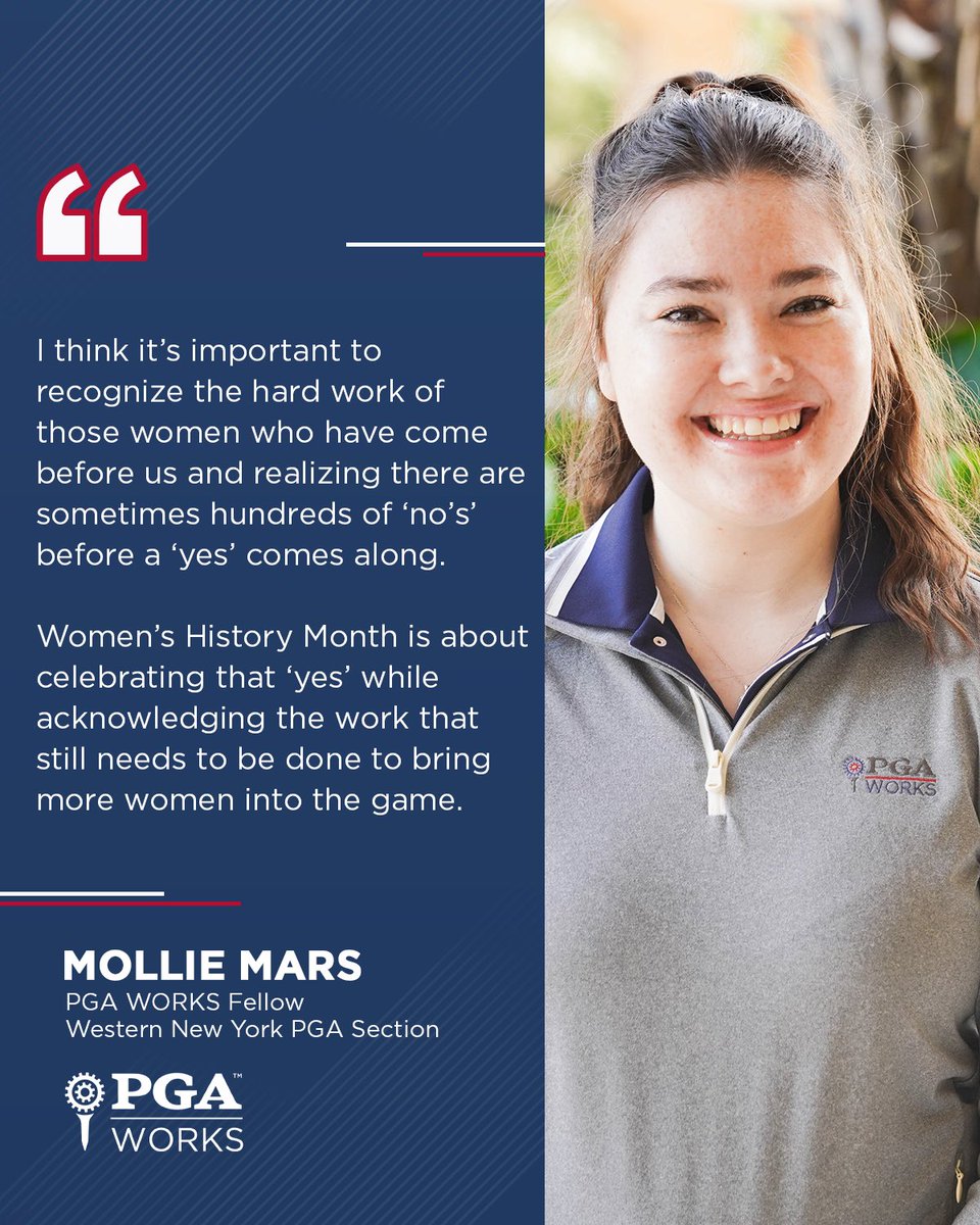 We are proud to recognize women leaders like Mollie Mars, who are driving change in the golf industry and beyond. ❤️ Through her #PGAWORKS Fellowship, she continues to inspire and empower other women through the game of golf!💪🏼 #FellowshipFriday