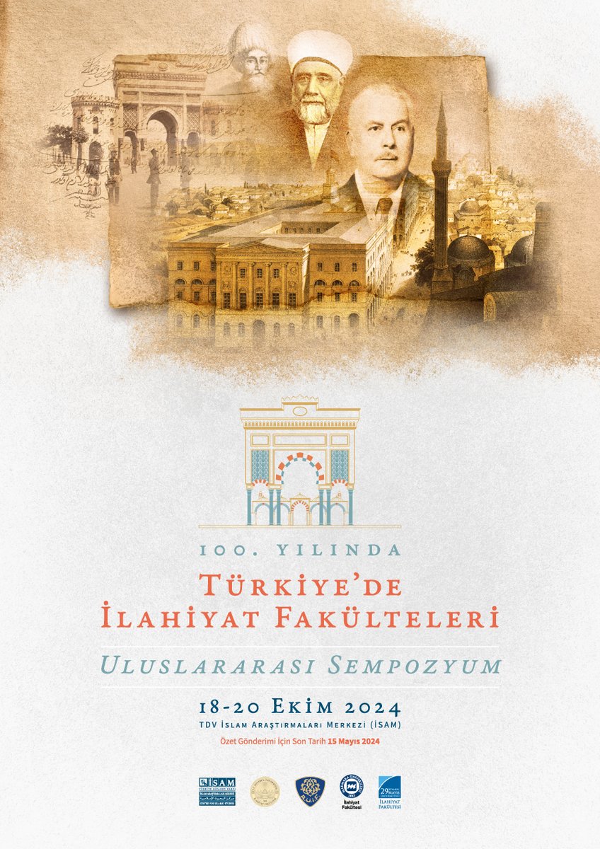 “100. Yılında Türkiye’de İlahiyat Fakülteleri Uluslararası Sempozyumu” 18-20 Ekim 2024 tarihlerinde İSAM'da gerçekleştirilecektir. Tebliğ özetlerinin gönderimi için son tarih 15 Mayıs'tır. Detaylı bilgi ve önemli tarihler için: isam.org.tr/haberler/100-y…