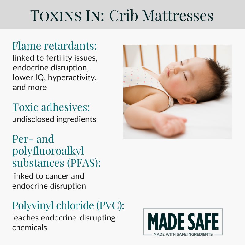 Babies are especially susceptible to toxic chemicals in the environment so it is important to ensure that their mattress is not a source of harmful exposures. STORY: madesafe.org/blogs/viewpoin… #crib #nursery #babyshower #mattress