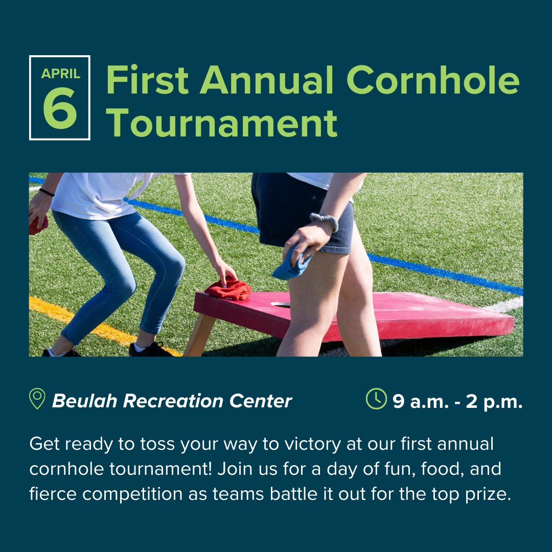 Toss your way to victory at Chesterfield County's first-ever cornhole tournament on April 6 at Beulah Recreation Center! Full of fun, food, and fierce competition, cornhole teams will battle it out for the title of Beulah Cornhole Champion. bit.ly/3PixqcJ <a href="/CCPRVA/">Chesterfield VA Parks and Recreation</a>