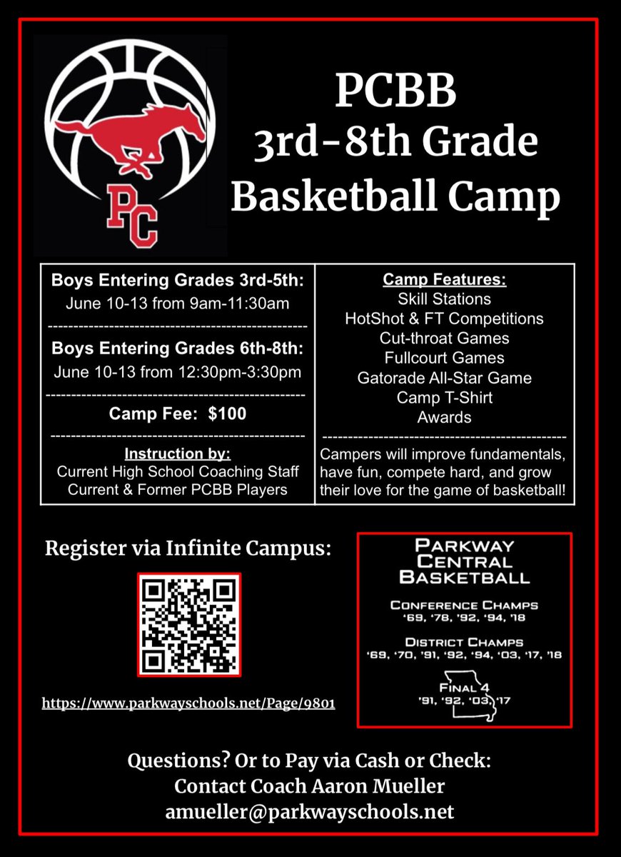 Register now for PCBB summer basketball camp for boys entering 3rd-8th grade! tinyurl.com/PCBBCamp