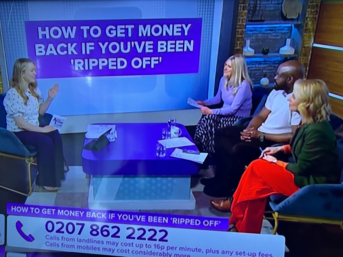 Had a great time on @JeremyVineOn5 with @GeorgieBarrat @daisymcandrew & @Marvyn_Harrison todqy talking ways to claw back your cash if you've been ripped off #AlexisConran #ripoffs