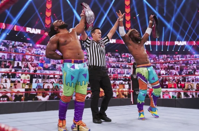 3/15/2021

The New Day defeated The Hurt Business to win back the RAW Tag Team Championship on RAW from Tropicana Field in St. Petersburg, Florida.

#WWE #WWERaw #TheNewDay #KofiKingston #XavierWoods #TheHurtBusiness #CedricAlexander #SheltonBenjamin #RAWTagTeamChampionship