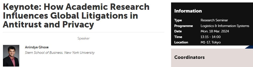 Dominik Gutt (@dominikgutt) on Twitter photo We will host the 6th edition of the Digital Economics Workshop in Rotterdam next week and we are fortunate to have these two stellar keynotes (by <a href="/JuiRamaprasad/">Jui Ramaprasad</a> & <a href="/aghose/">Anindya Ghose</a> ) in our program. Join if you are around (no streaming offered)!
digitalecon.org/workshop/rotte… We will host the 6th edition of the Digital Economics Workshop in Rotterdam next week and we are fortunate to have these two stellar keynotes (by <a href="/JuiRamaprasad/">Jui Ramaprasad</a> & <a href="/aghose/">Anindya Ghose</a> ) in our program. Join if you are around (no streaming offered)!
digitalecon.org/workshop/rotte…