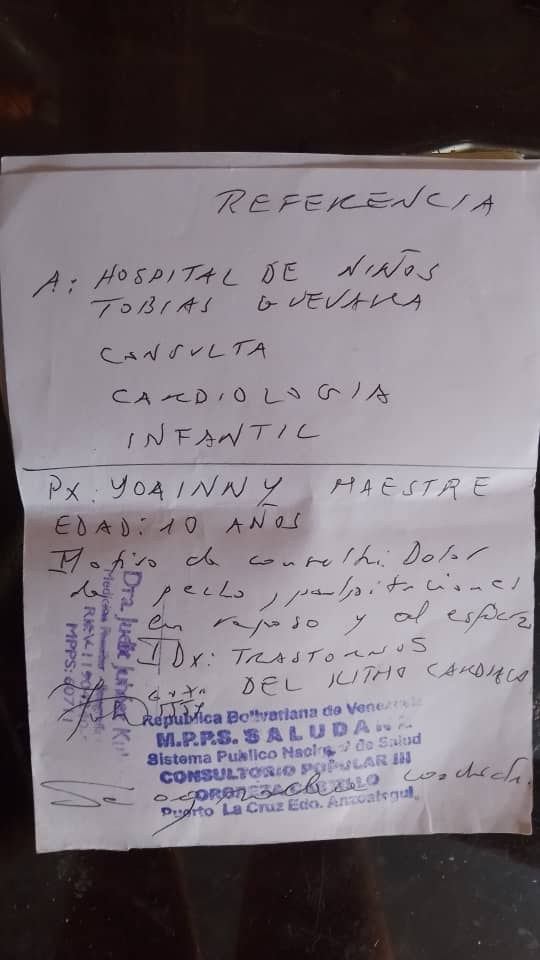 La niña yoanni necesita urgente una evaluación de un cardiólogo infantil ya q en los hospitales públicos de Barcelona y puerto la cruz no hay por los momentos,solo en clínicas privadas✍️🙏por favor las autoridades de Anzoátegui apoyar urgente su mama karla 04149997024 ⛑️🚨🇻🇪