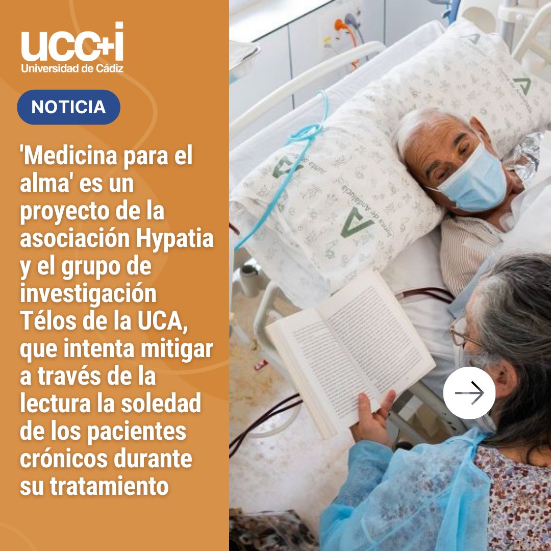 📰 💉 'Medicina para el alma' es un proyecto de la asociación Hypatia y el grupo de investigación Télos de la UCA, que intenta mitigar a través de la lectura la soledad de los pacientes crónicos durante su tratamiento 🌐 Noticia completa: lavozdelsur.es/ediciones/jere…