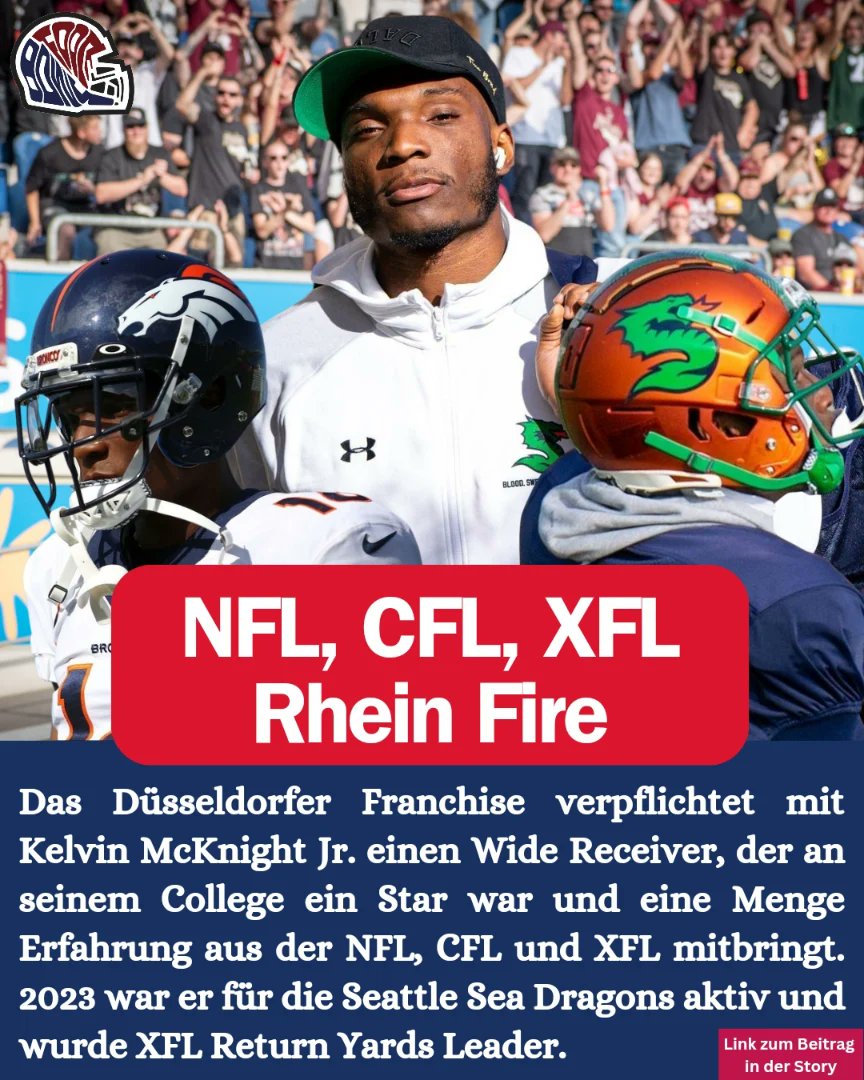 foot_bowl's tweet image. Rhein Fire verpflichtet Kelvin McKnight einen US-Athleten mit NFL, CFL und XFL Erfahrung. Der 26-jährige war ein Star an seinem Division I College.

Mehr zu McKnight auf unserer Website:

footbowl.eu/college-star-n…

#elf2024