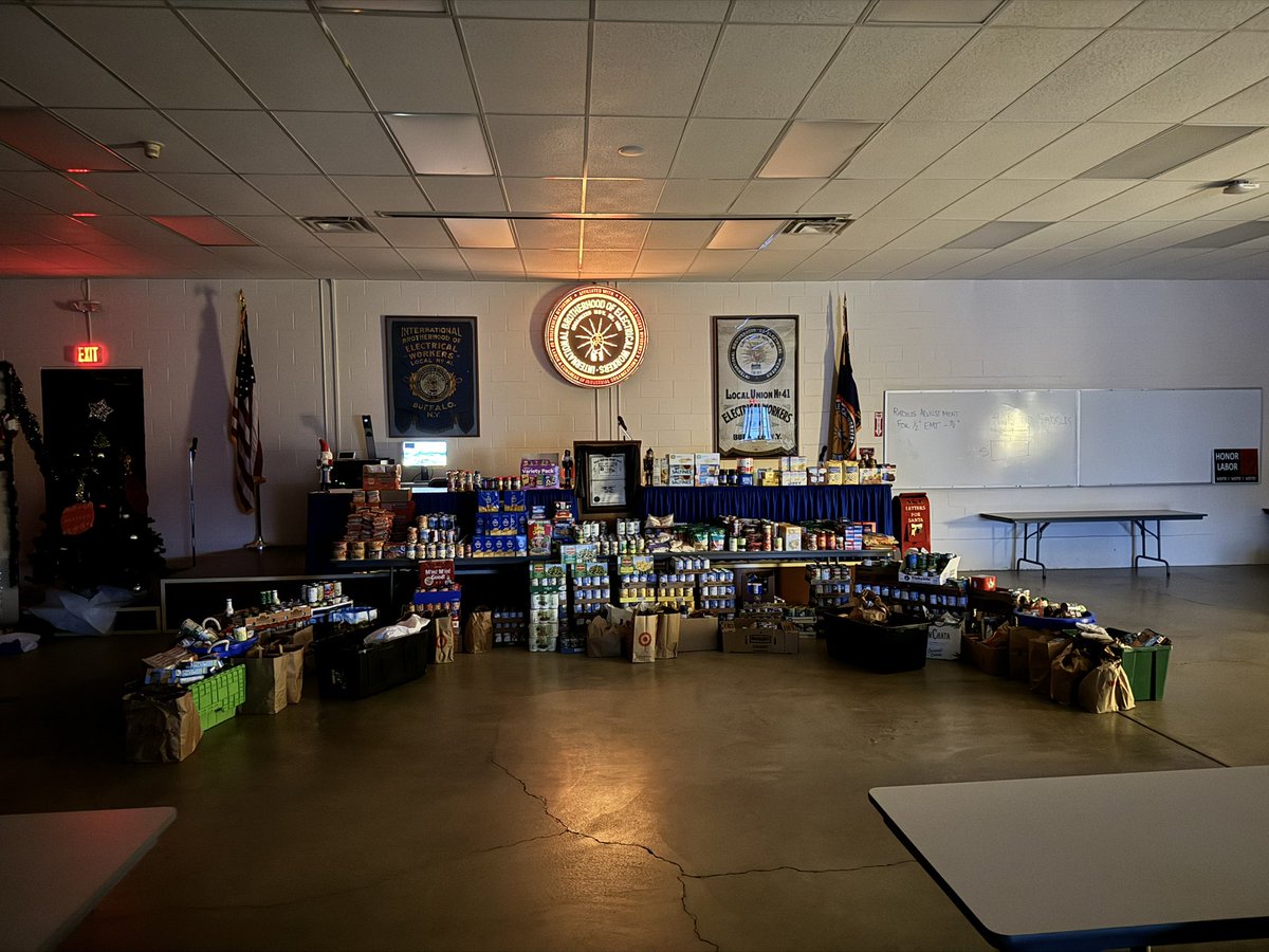 IBEW Local 41 apprentices work together in a friendly competition to bring in almost 4,000 food items to be donated to 3 different food banks.