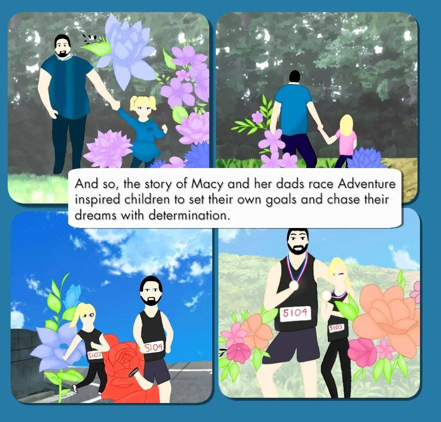 My nine year old daughter and I wrote a children's book about her wanting to race me home when I was almost 400lbs to doing a 5km race together. Proceeds from the sale go to her and our 15 year old illustrator's education funds.