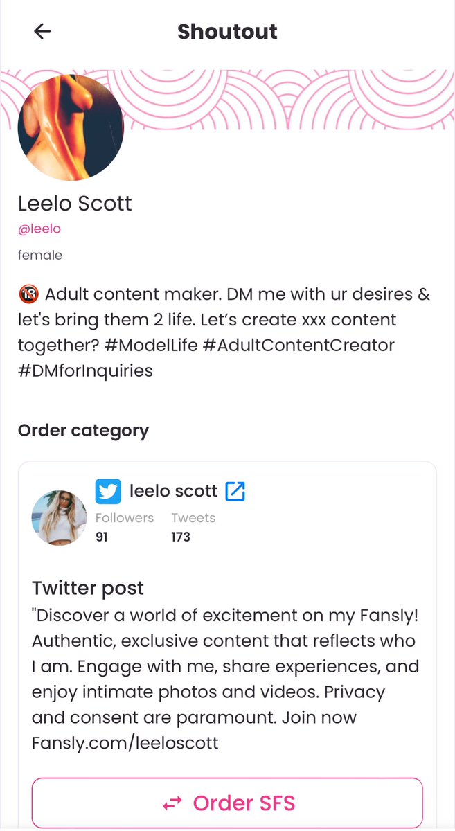 Beautiful <a href="/leeloscottz/">leelo scott</a> available for SFS on Twitter! 😘🔝❤️‍🔥

Check this link 👉🏼 fanscity.com/shoutout/sfs/l…