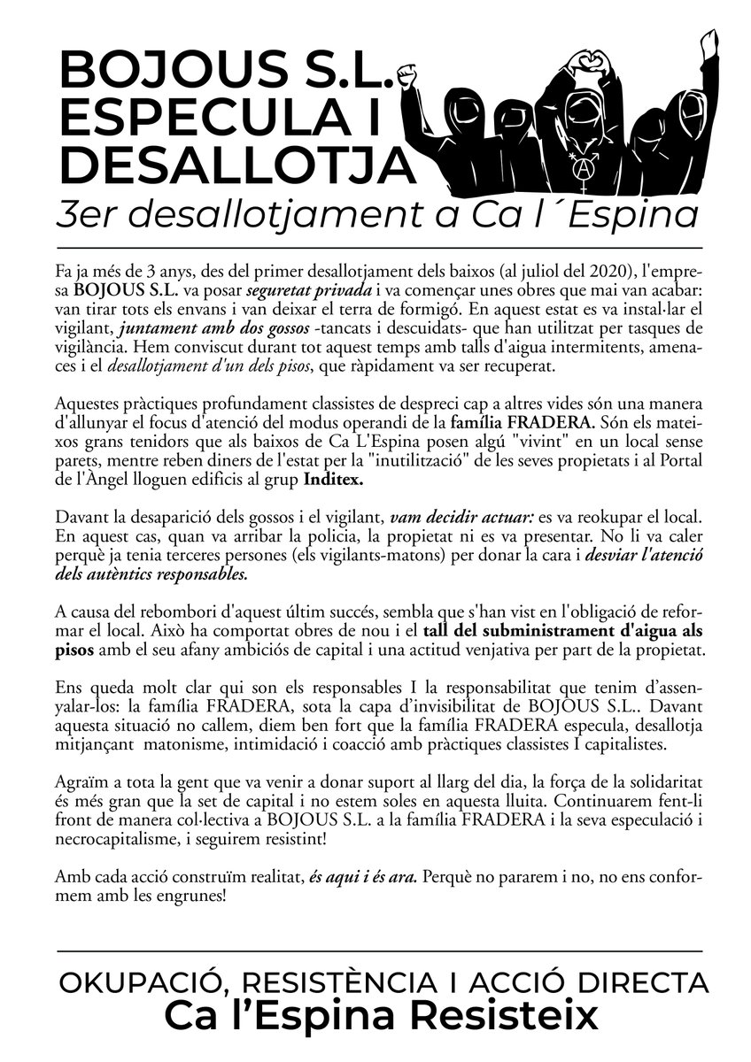 🏡BOJOUS S.L. ESPECULA I DESALLOTJA🏡
3er desallotjament a Ca l´Espina

⬇️
