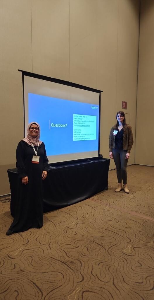 fehrgraham's tweet photo. A shoutout to #FehrGraham Project Manager Karoline Qasem, PhD, PE, and Staff Engineer Katrina Santos for presenting at the Illinois Association for Floodplain and Stormwater Management Annual Conference. We are proud to have such talented representatives sharing their expertise. https://t.co/CvQyV004ka