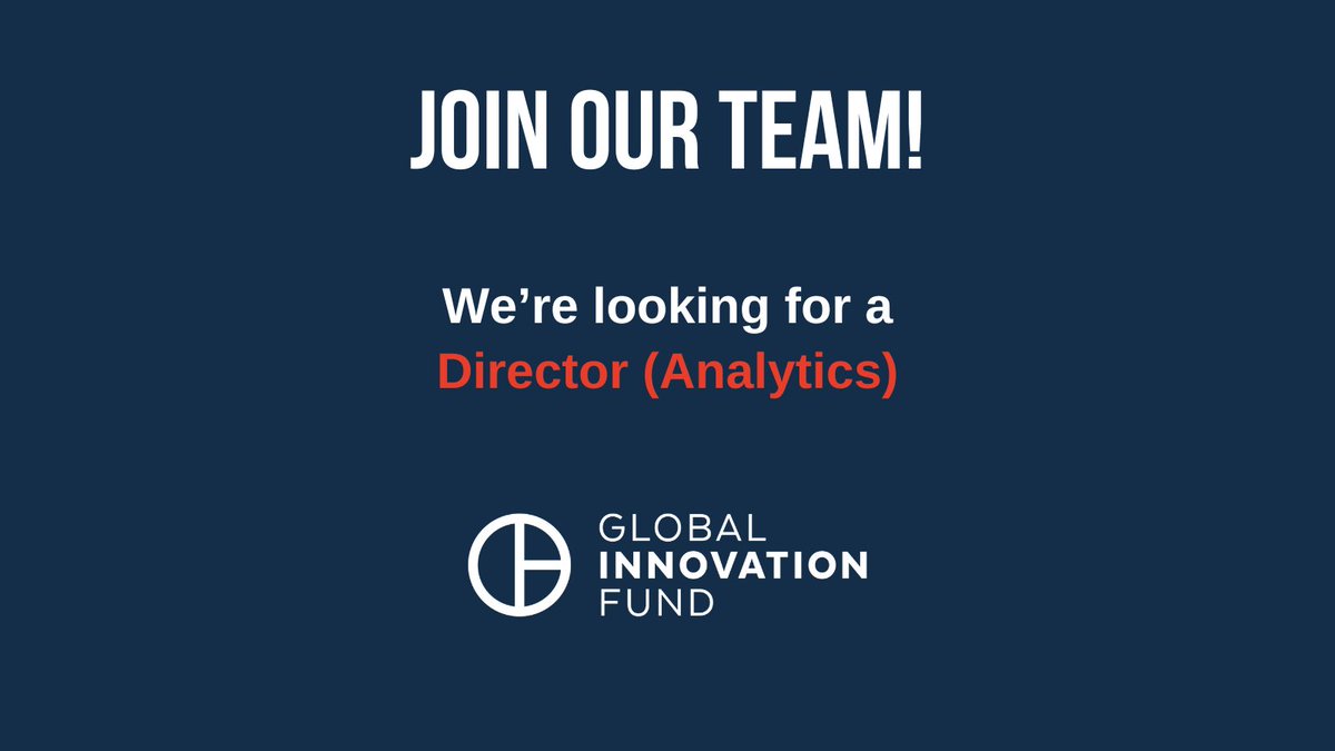 We're hiring! ⤵️ We're looking for a Director (Analytics) with experience in climate #adaptation and #resilience analysis, as well as impact measurement, to evaluate the effectiveness and long-term #sustainability of our climate innovations. Find out more: globalinnovation.fund/careers…