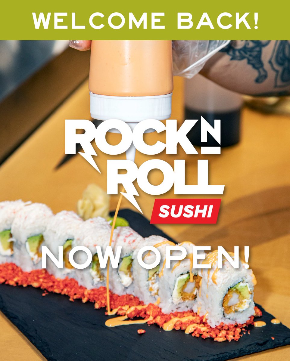 BIG NEWS: Rock N’ Roll Sushi is open again! 🥳🍣 We missed you, and we’re happy to welcome you back to #RiverwalkOutlets. Check them out at the food court on Level C! #EatNOLA #NOLA #Sushi #SushiBreak