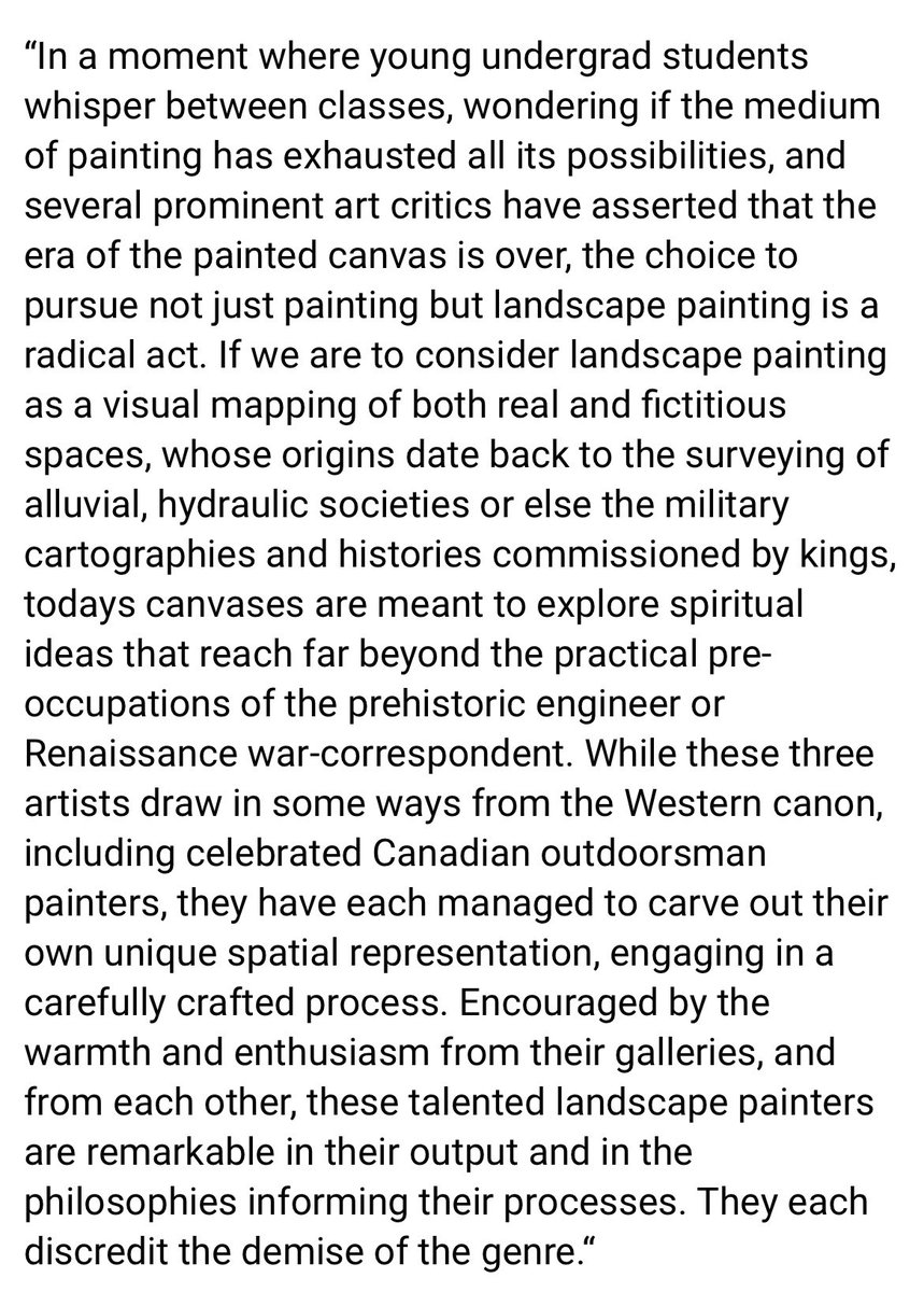 Rebeccah Love (@rebeccahklove) on Twitter photo This week I posted an essay in the Toronto Arts Report focusing on a new energy in the world of Canadian landscape painting, focusing on the works of Stefan Berg, Matt Bahen and Chuck Beamish, who show works at United Contemporary and <a href="/MetivierGallery/">Metivier Gallery</a>.
torontoartsreport.com/single-post/be… This week I posted an essay in the Toronto Arts Report focusing on a new energy in the world of Canadian landscape painting, focusing on the works of Stefan Berg, Matt Bahen and Chuck Beamish, who show works at United Contemporary and <a href="/MetivierGallery/">Metivier Gallery</a>.
torontoartsreport.com/single-post/be…