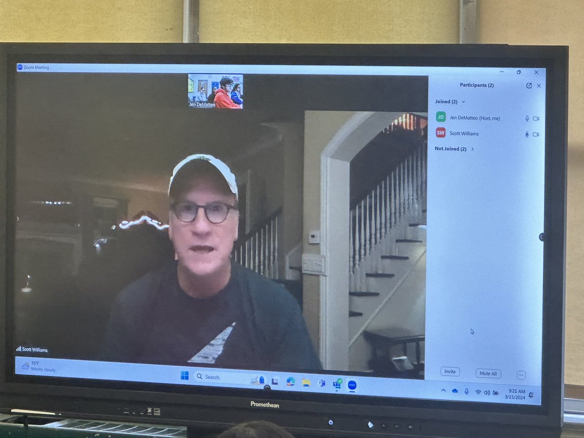 MrsDeMatteo22's tweet photo. HOLLYWOOD screenwriter and GORTON graduate zooms in to Mrs. DeMatteo’s Advanced Placement English Lit class to share a bit about his high school/college experience to kick-off college week. @Prin_MoralesGHS @GortonHS @YonkersSchools @RcollinsJudon @DematteoCoach #staytuned https://t.co/ZKsqf9hRYs