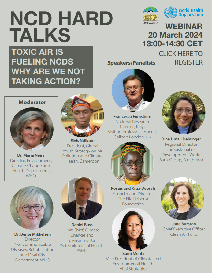 The fight for clean air is everyone's business. It is political and deeply personal. @EllaRobertaFdn @Jane_Burston @MikkelsenBente_ @DrMariaNeira @DinaUmali @ApylavCameroon @vital_sumi join us on March 20 to discuss how we need to step up to the challenge tinyurl.com/ToxicAirFuelin…