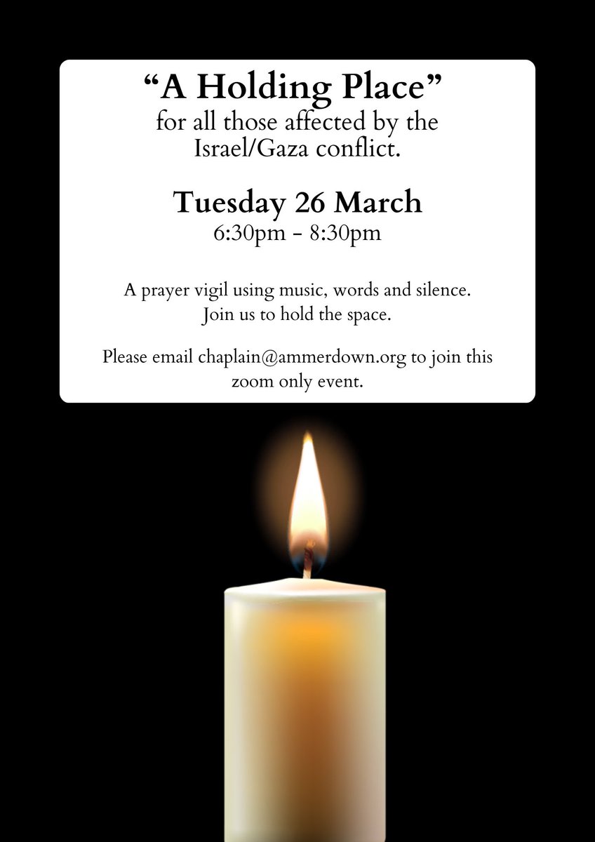 The Ammerdown Centre (@ammerdowncentre) on Twitter photo Please feel free to share this with those you feel may be interested.
Email chaplain@ammerdown.org for the zoom link. Please feel free to share this with those you feel may be interested.
Email chaplain@ammerdown.org for the zoom link.