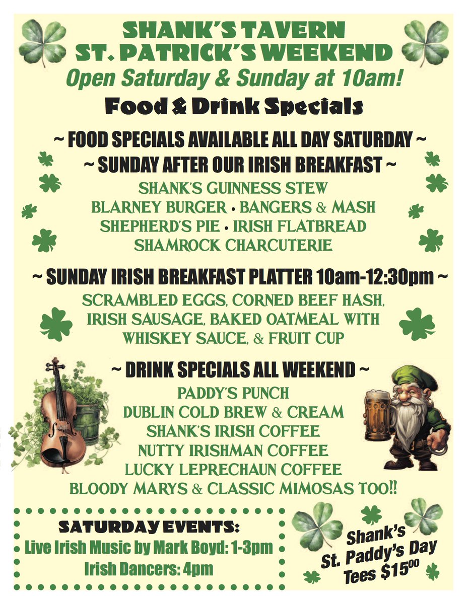 Hey Peeps! Bring on St. Patrick's Day!
#stpatricksday #stpatricksdayweekend #stpatricksdayfun #irishfun #irishbeer #drinkspecials #lancasterpa #mariettapa #dogsofinstagram #susquehannariver #stpatricksday2024 #susquehannarivertrail