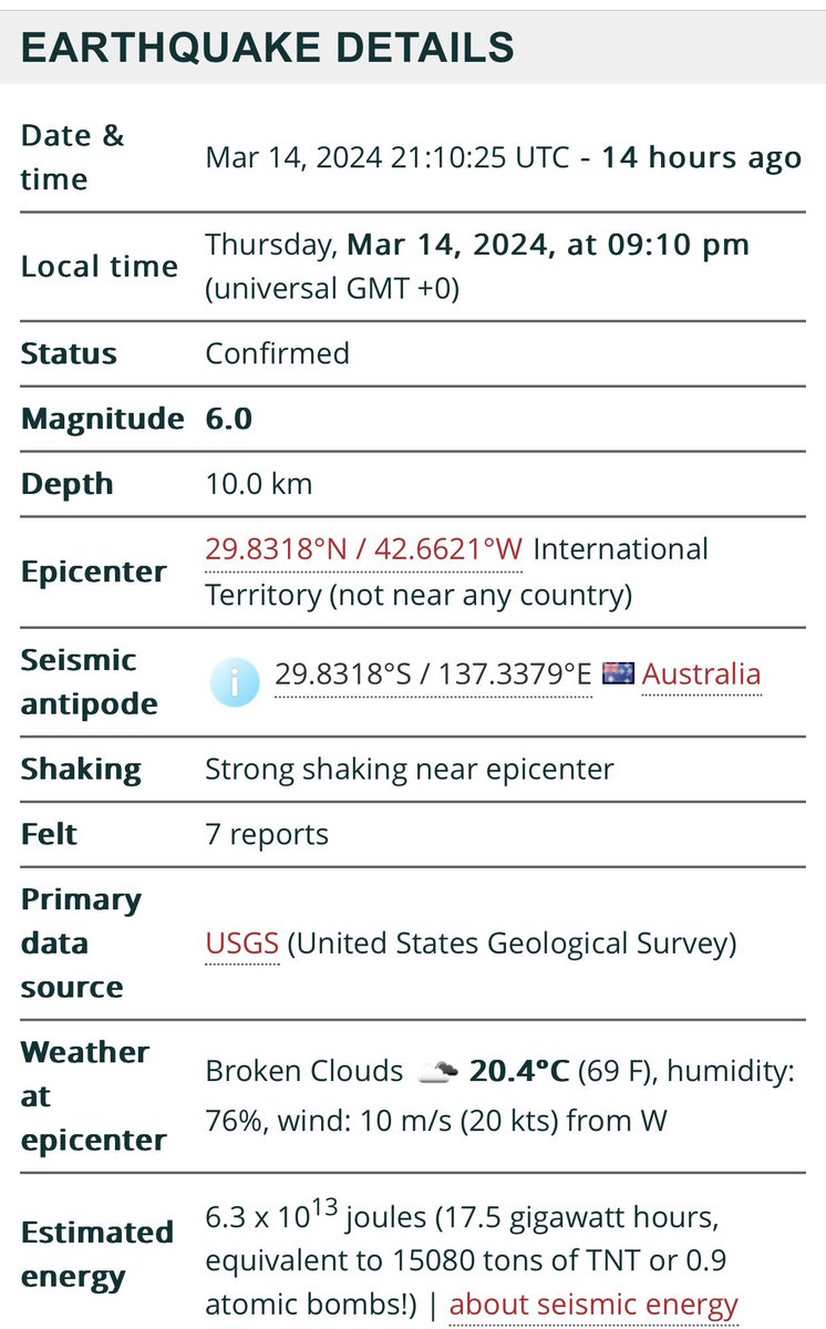 🆘IMPORTANT UPDATE🆘: THE UNDERESTIMATED TRUTH ABOUT THE IMPACT OF THE ATLANTIC  MEGATSUNAMI CAUSED BY THE AMAZIGH TAJOGAITE VOLCANO IN MACARONESIA ~ NORTH AFRICA ~ CANARIAS, PART V 

It happened again last night..A very strong magnitude 6.0 earthquake occurred under the ocean