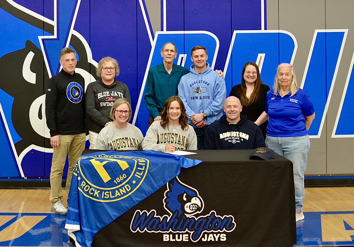 swimmingjays's tweet photo. Congratulations to @ava_kauffeld on signing her commitment to continue her education and swimming career at Augustana College.🏊🏼‍♀️ We’re cheering for you and wish you academic and athletic success at the collegiate level and beyond.🤩👏🏼
#bluejaypride💙🤍 
#foreverabluejay https://t.co/hfIlvhgcir
