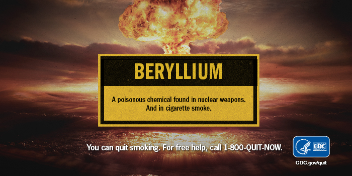 Tobacco and tobacco smoke are a toxic mix of more than 7,000 chemicals, including beryllium. What’s in your lungs?