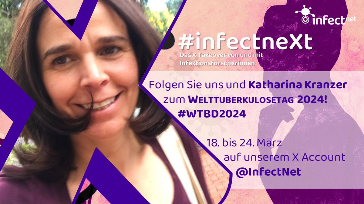 InfectNet's tweet photo. ☝️🏽Nicht verpassen! Ab Montag twittert hier auf unserem Kanal @WHO -Expertin Prof. Dr. Katharina Kranzer @KatharinaKranz4  zum #Welttuberkulosetag über die Erforschung und Bekämpfung der #Tuberkulose!🤜🏿🦠#WTBD2024 #infectnet #EraseTB #EndTB https://t.co/gVQ2RoC3yv