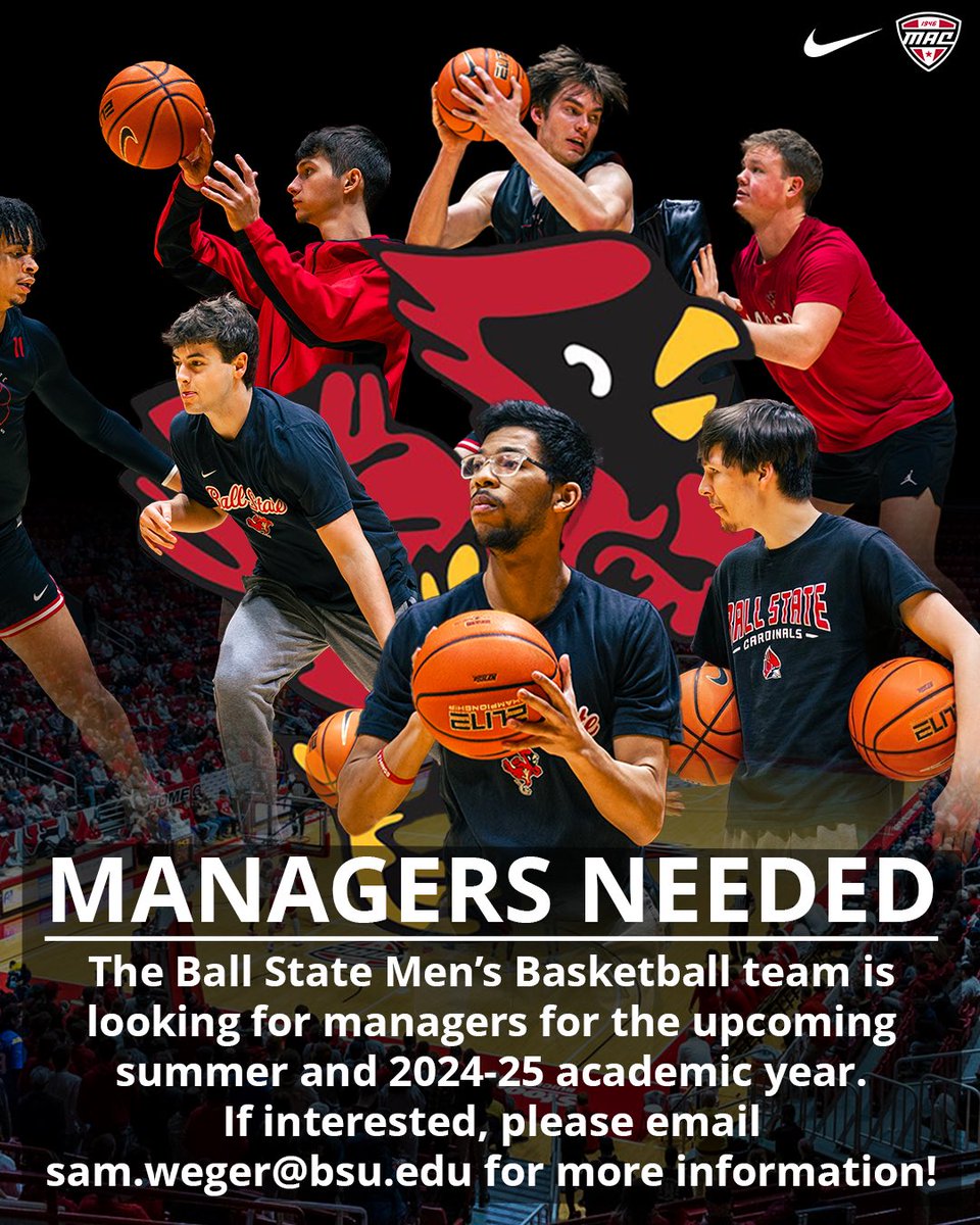 Attention potential managers! We are looking for new managers for the spring, summer, and 2024-25 season! DM or email sam.weger@bsu.edu for more information!