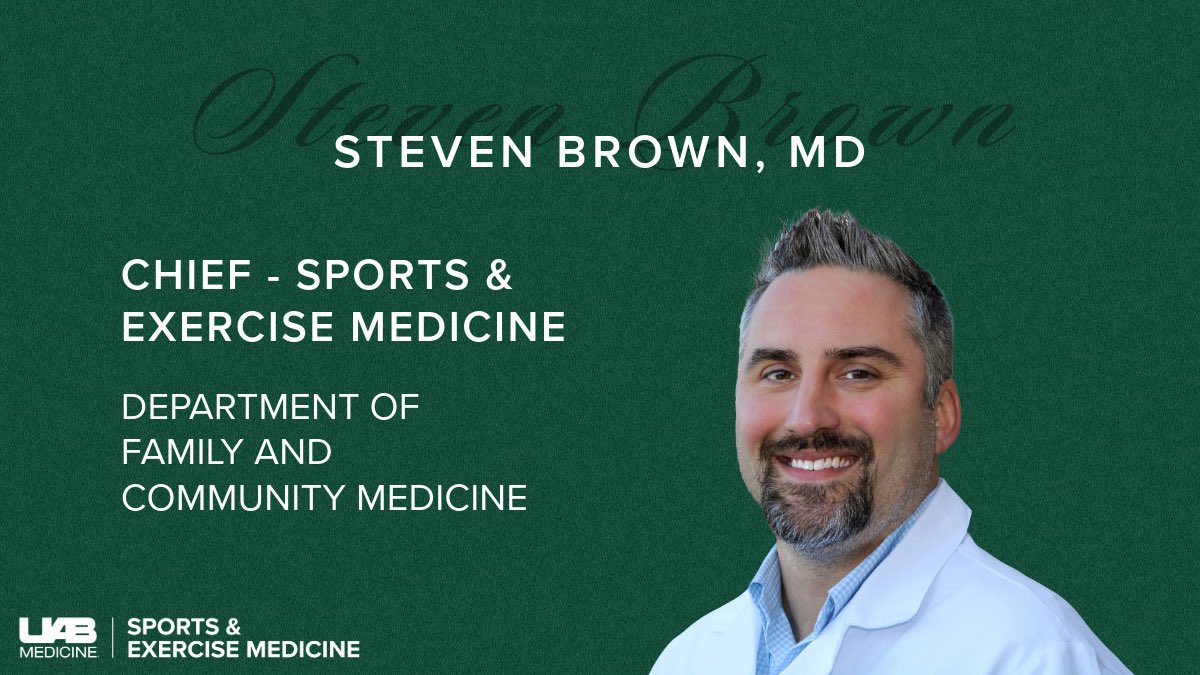 Congratulations to Steven Brown, M.D., as he has been promoted to Chief of Sports and Exercise Medicine within the Department of Family and Community Medicine. (<a href="/uabfcm/">Department of Family and Community Medicine</a>) 

#Leadership #SportsMedicine #UABSportsMedicine