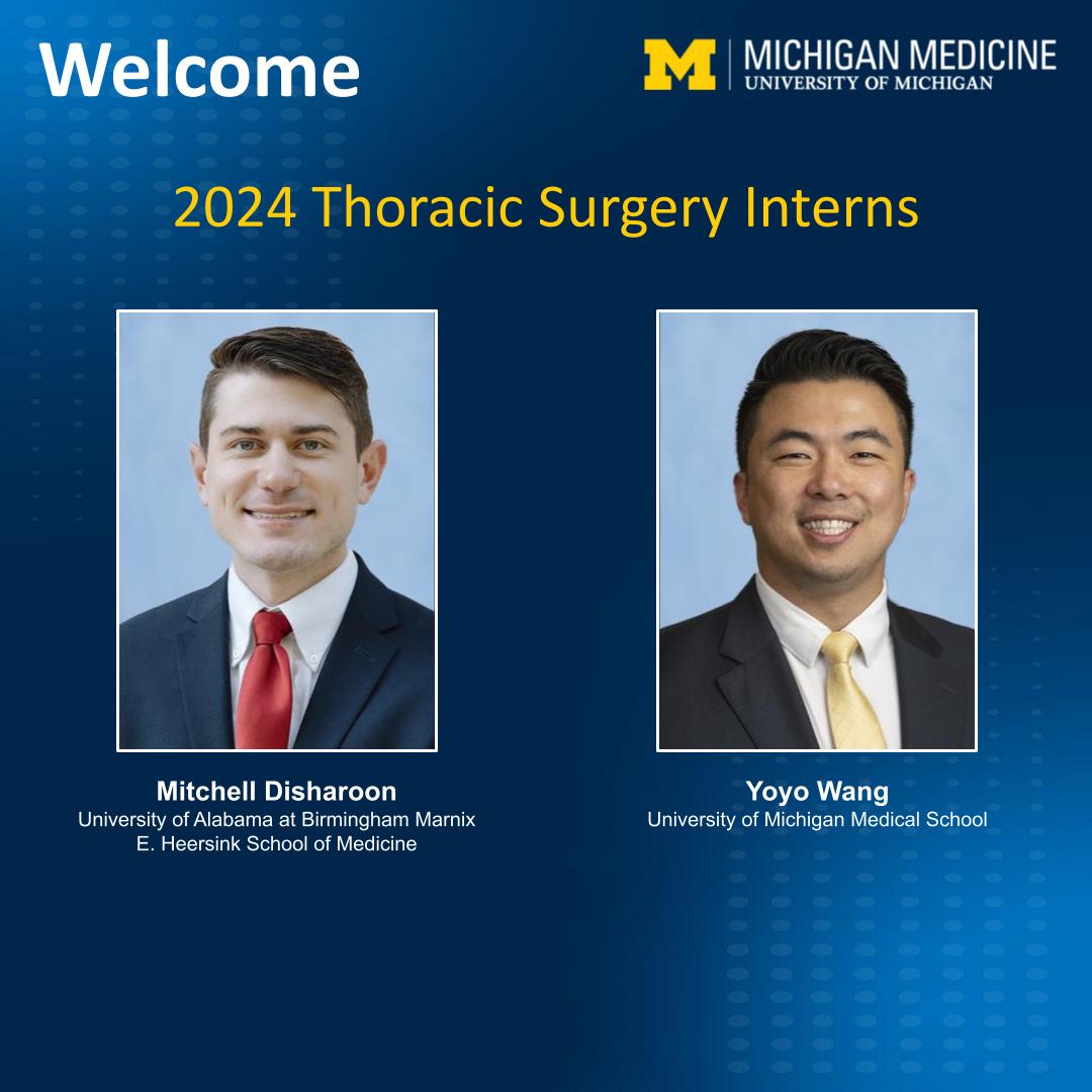 Our #GoBlueMatch residents for Thoracic Surgery are:

Mitchell Disharoon
Yoyo Wang

Welcome! #Match2024

6/7
