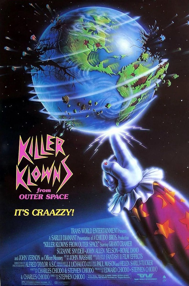 EugWSerra's tweet photo. On May 27, 1988, Killer Klowns from Outer Space invaded the Earth! #KillerKlownsfromOuterSpace #ChiodoBrothers #GrantCramer #SuzanneSnyder #JohnAllenNelson #JohnVernon #PeterLicassi #MichaelSSiegel #CharlesChiodo #EdwardChiodo
#StephenChiodo https://t.co/Bn1Mw6MNmk