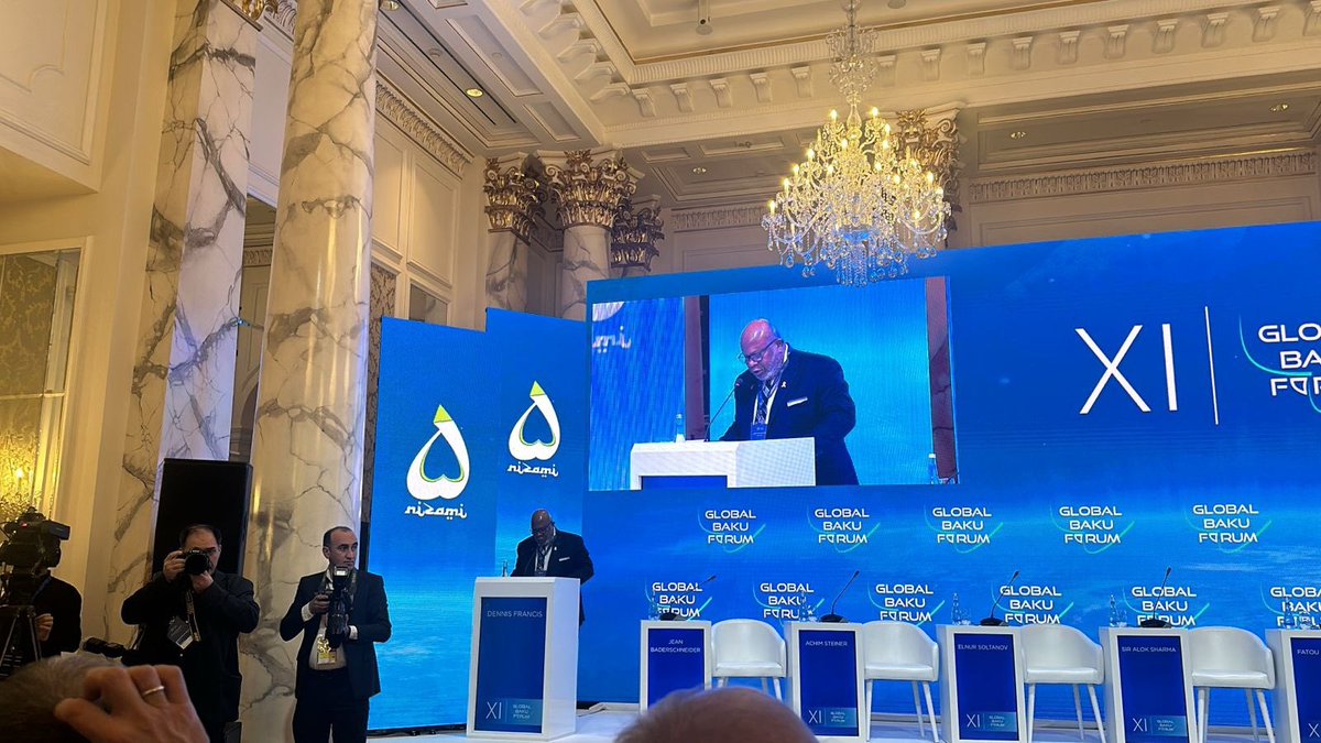 farida_h_'s tweet photo. The President of the 78th session of the @UN General Assembly, Dennis Francis @UN_PGA: #COP29 can help limit global warming to 1.5C.
#Azerbaijan #Baku @NizamiGanjaviIC #XIGlobalBakuForum #XIGBF #GlobalBakuForum @COP29_AZ #COP29AZE #COP29Azerbaijan https://t.co/pAz63aavGA