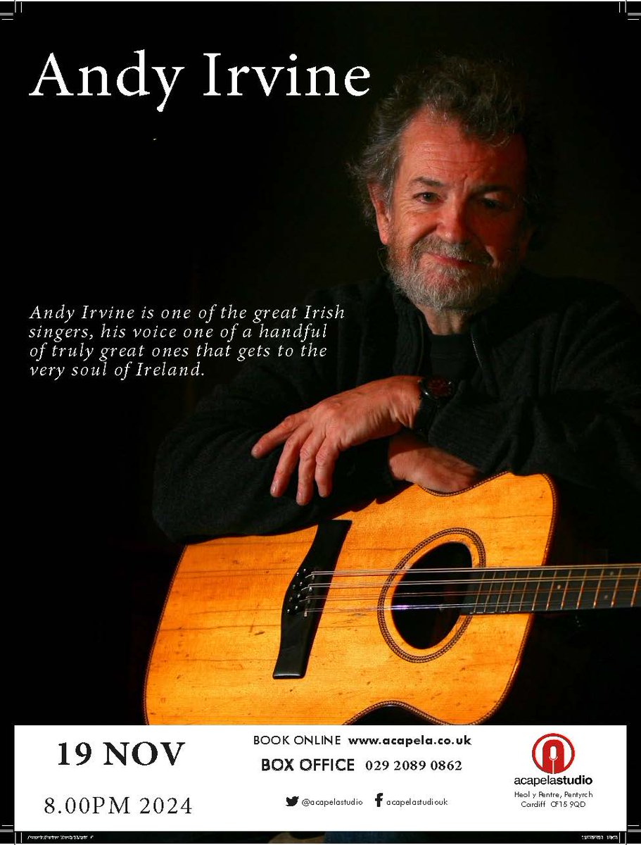 Andy Irvine in concert - Acapela Studio, Cardiff. 19th November 2024 Tickets available now acapela.co.uk/events/andy-ir… #andyirvine #irishmusic #pentyrch #cardiffconcerts #walesmusic