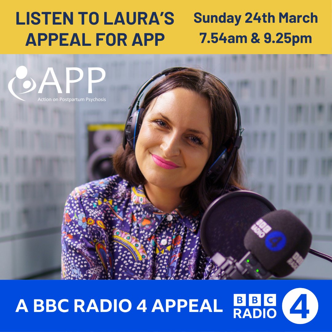 We’re excited to announce we're part of a @BBCRadio4 appeal!🎙️🎉 Listen on Sun 24th 7:54am & 9:25pm, Thu 28th 3:27pm and any time after 24th on @BBCSounds. Hear @LauraDockrill talk about how postpartum psychosis affected her & how you can support us 💜 app-network.org/news/fundraisi…