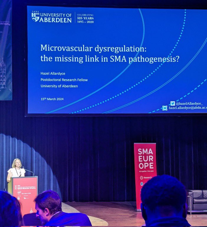 hazelAllardyce_'s tweet image. A big thank you to @SMAEurope for allowing me to present my work Microvascular dysregulation: the missing link in SMA pathogenesis? 
Such a fun experience!👩‍🔬🔬
@ParsonLab @NEAnatomist 
#SMACongress2024