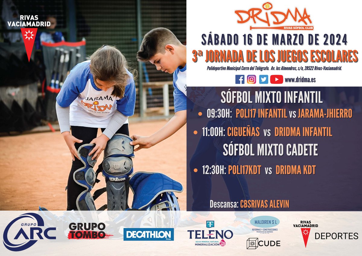 Sábado 16 de marzo, jornada de Liga Escolar de Sófbol en Rivas