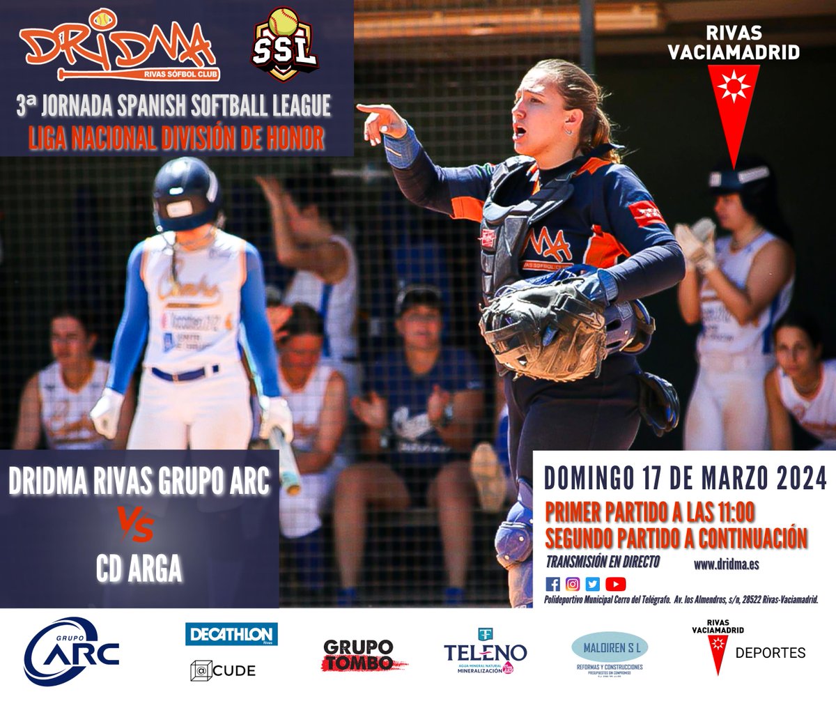 <a href="/AguadelTeleno/">Agua del Teleno</a> gracias por la colaboración con el club <a href="/DridmaSofbol/">DRIDMA RIVAS SÓFBOL</a> . Este fin de semana jugamos la 3ª SSL2024 en el Cerro del Telégrafo.