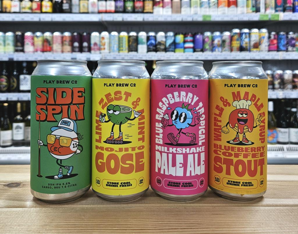 New beers in from @PlayBrewCo Side Spin - DDH IPA 5.5% Lime Zest & Mint - Mojito Gose 3.8% Blue Raspberry Tropical Milkshake - PA 5% Waffle & Maple Syrup Blueberry Coffee Stout 6.5%) #CraftBeer #Edinburgh