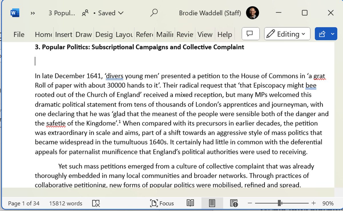 Second chapter of the planned monograph has now reached the stage of 'good enough, move on'.

Nearly 16,000 words plus footnotes of pure, uncut #PowerOfPetitioning.